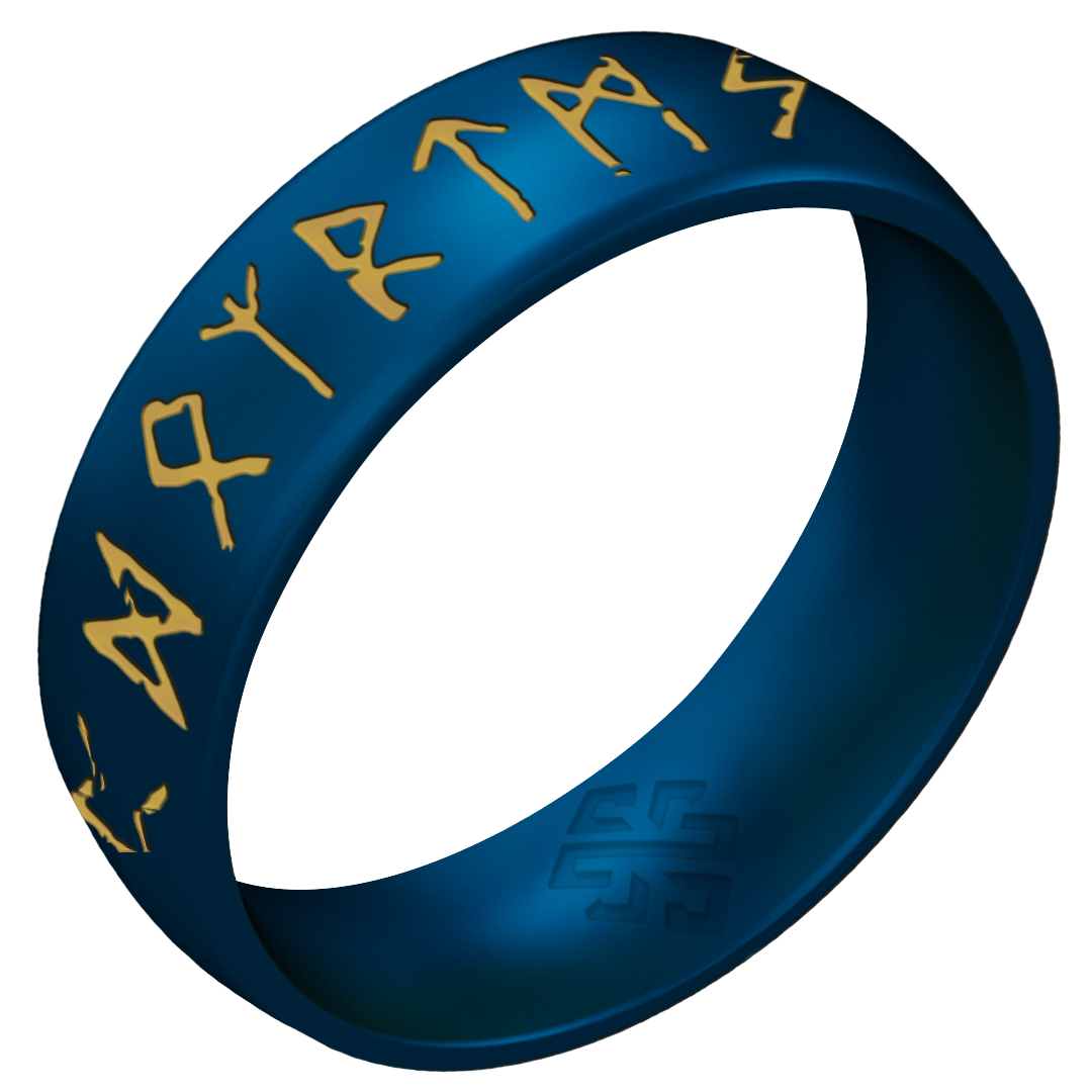 Gold Runes Silicone Ring on Arc 6mm