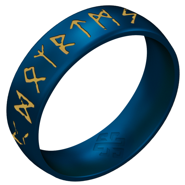 Gold Runes Silicone Ring on Arc 6mm