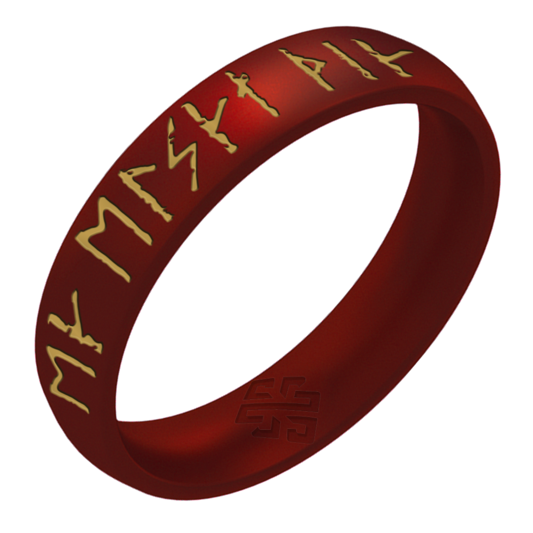 Gold I Love You Viking Ring Rune on Arc 4mm