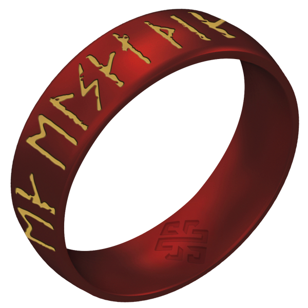 I Love You Viking Ring - Rune Engraved Arc 6mm with Gold Inlay