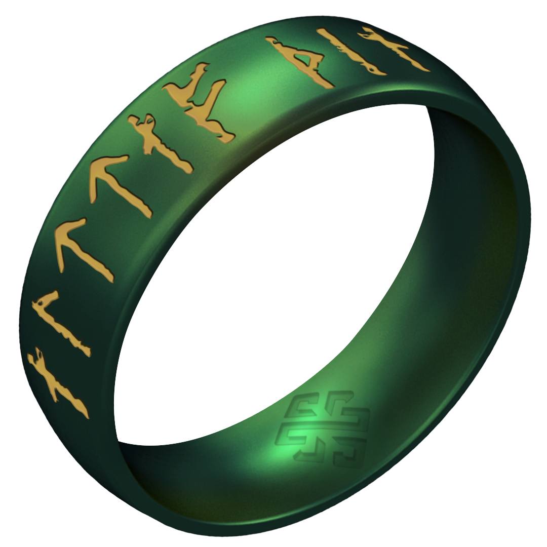 Yours Always Viking Ring - Rune Engraved Arc 6mm with Gold Inlay