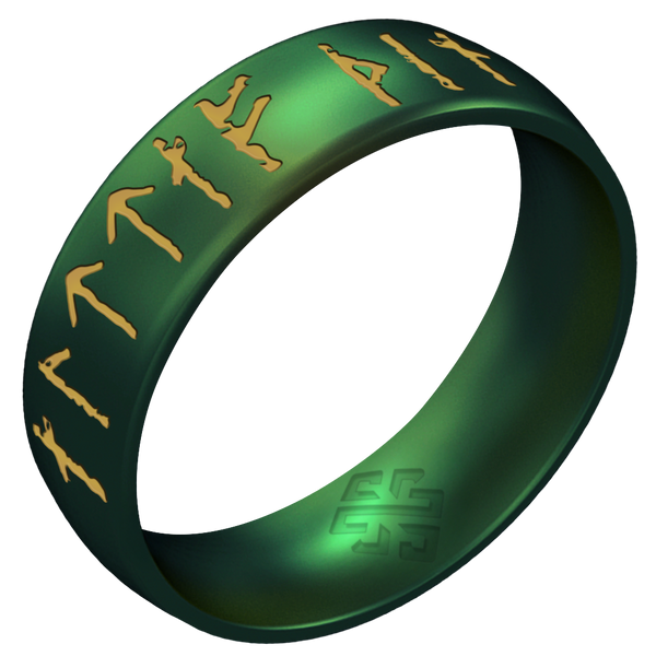 Yours Always Viking Ring - Rune Engraved Arc 6mm with Gold Inlay