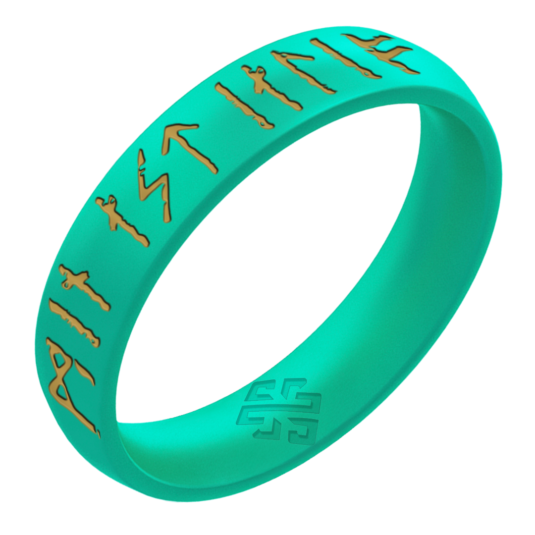 Gold My Love Forever Viking Ring Rune on Arc 4mm