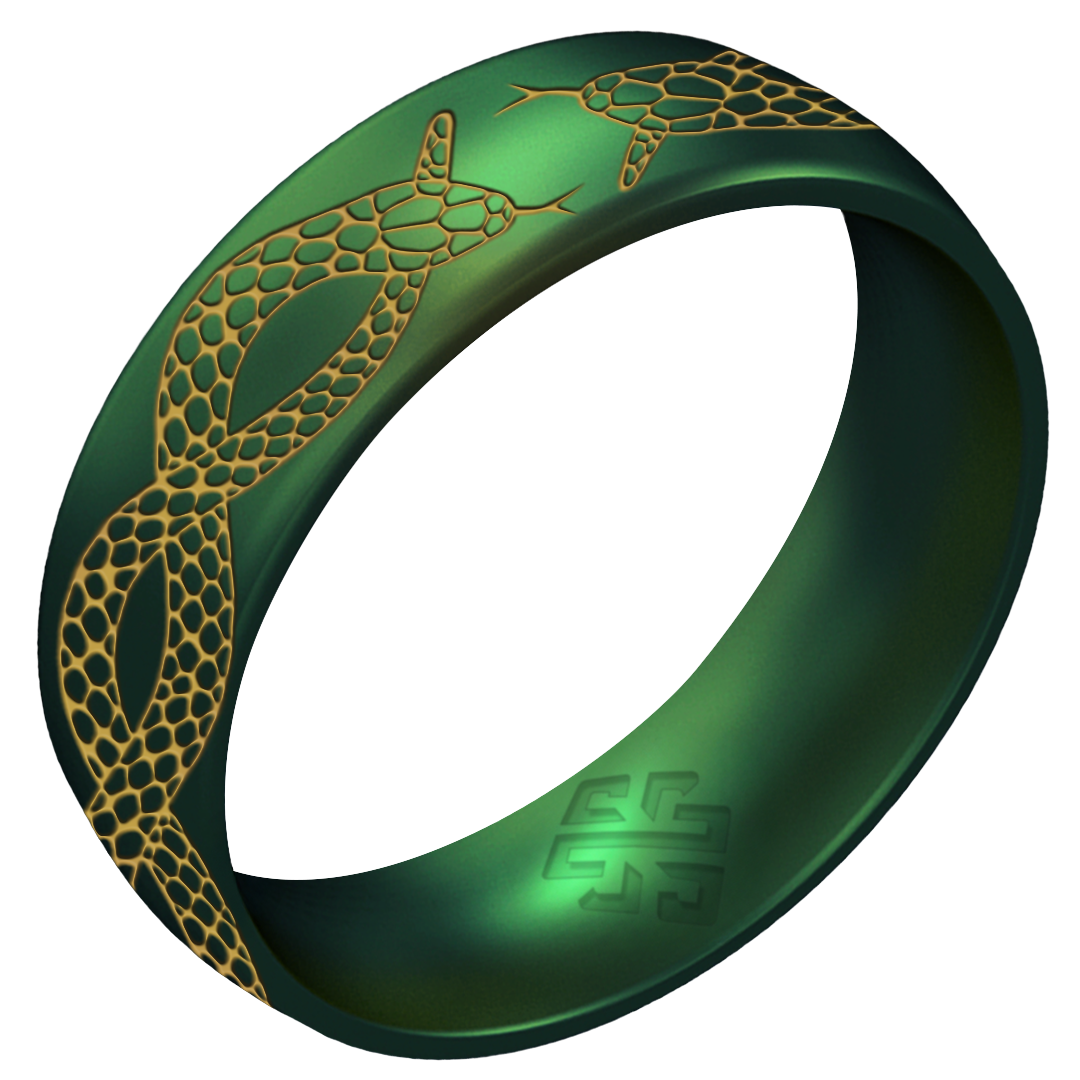 Gold Snakes Silicone Ring - Arc 6mm Engraved