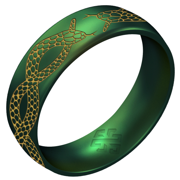 Gold Snakes Silicone Ring - Arc 6mm Engraved