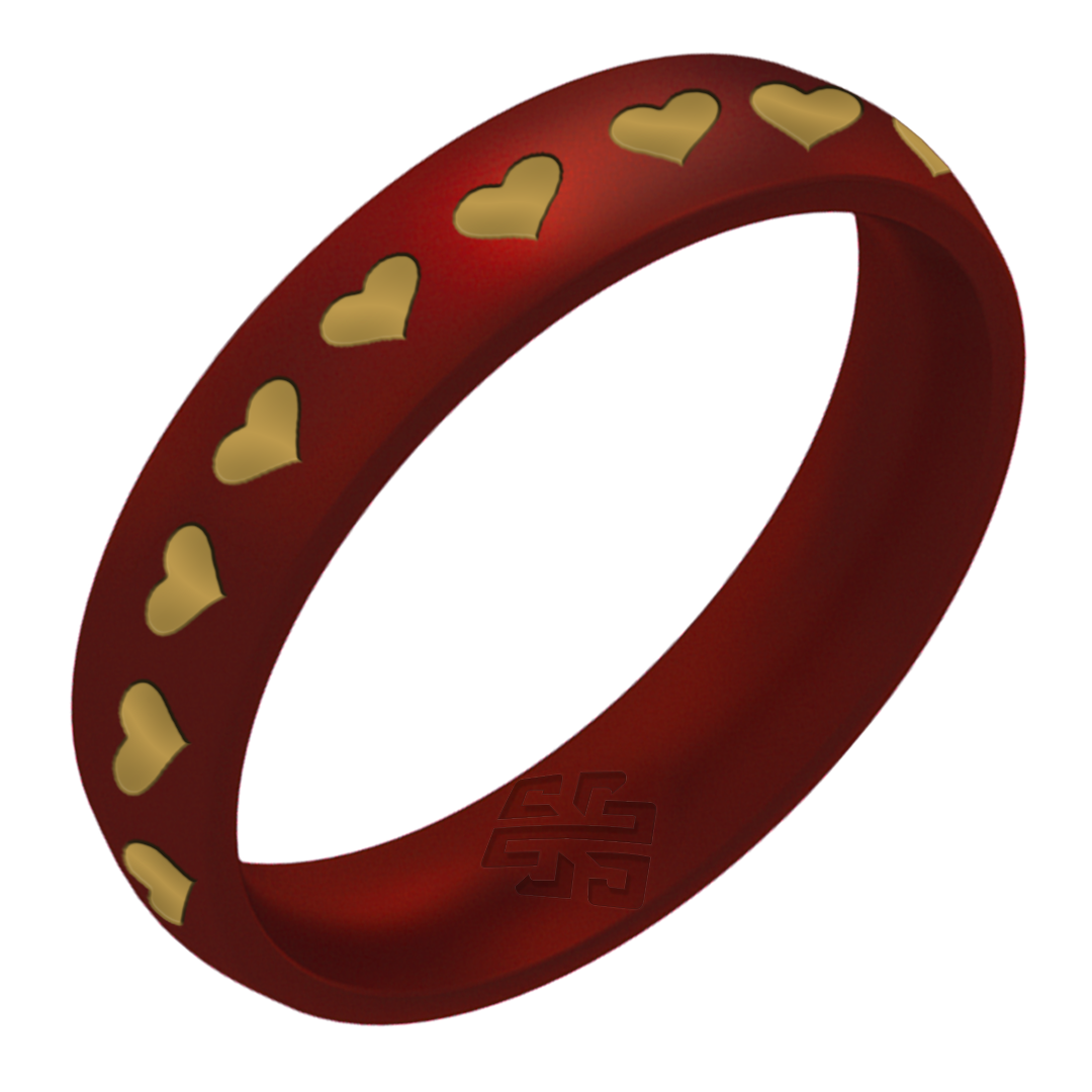 Hearts of Gold Silicone Ring, Engraved with Gold Inlay - Arc 4mm