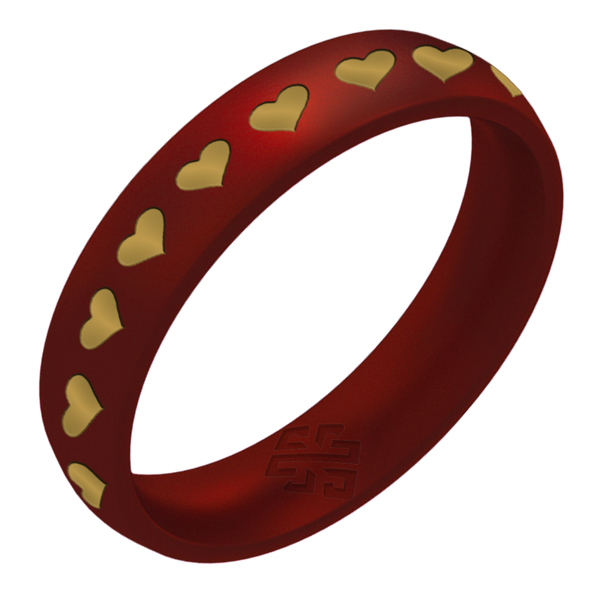 Hearts of Gold Silicone Ring, Engraved with Gold Inlay - Arc 4mm