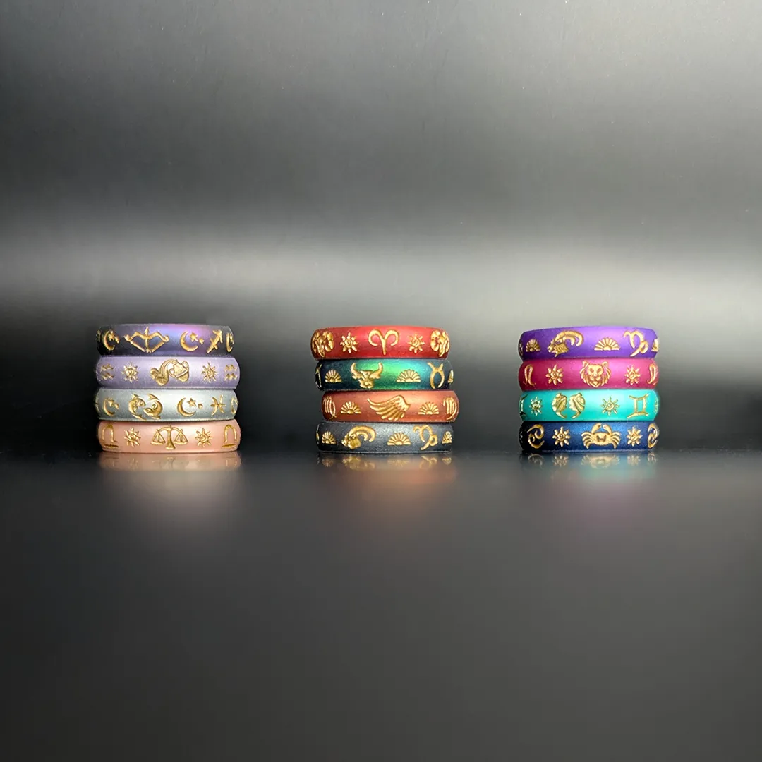 Leo Sun Silicone Ring with Gold Inlay