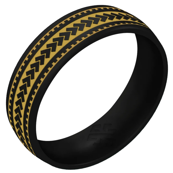 Gold Warrior of Courage Spearheads Silicone Ring on Arc 6mm