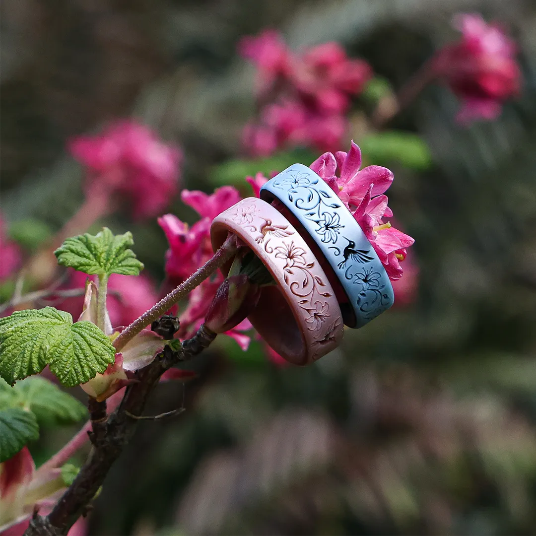 Hummingbirds Silicone Ring on Dual Layer 6mm