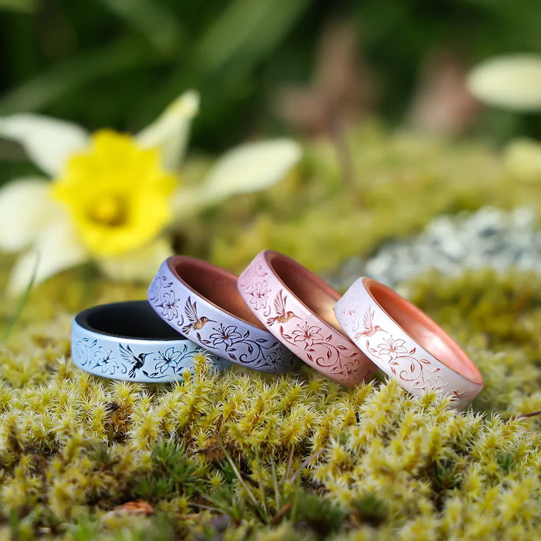 Hummingbirds Silicone Ring on Dual Layer 6mm