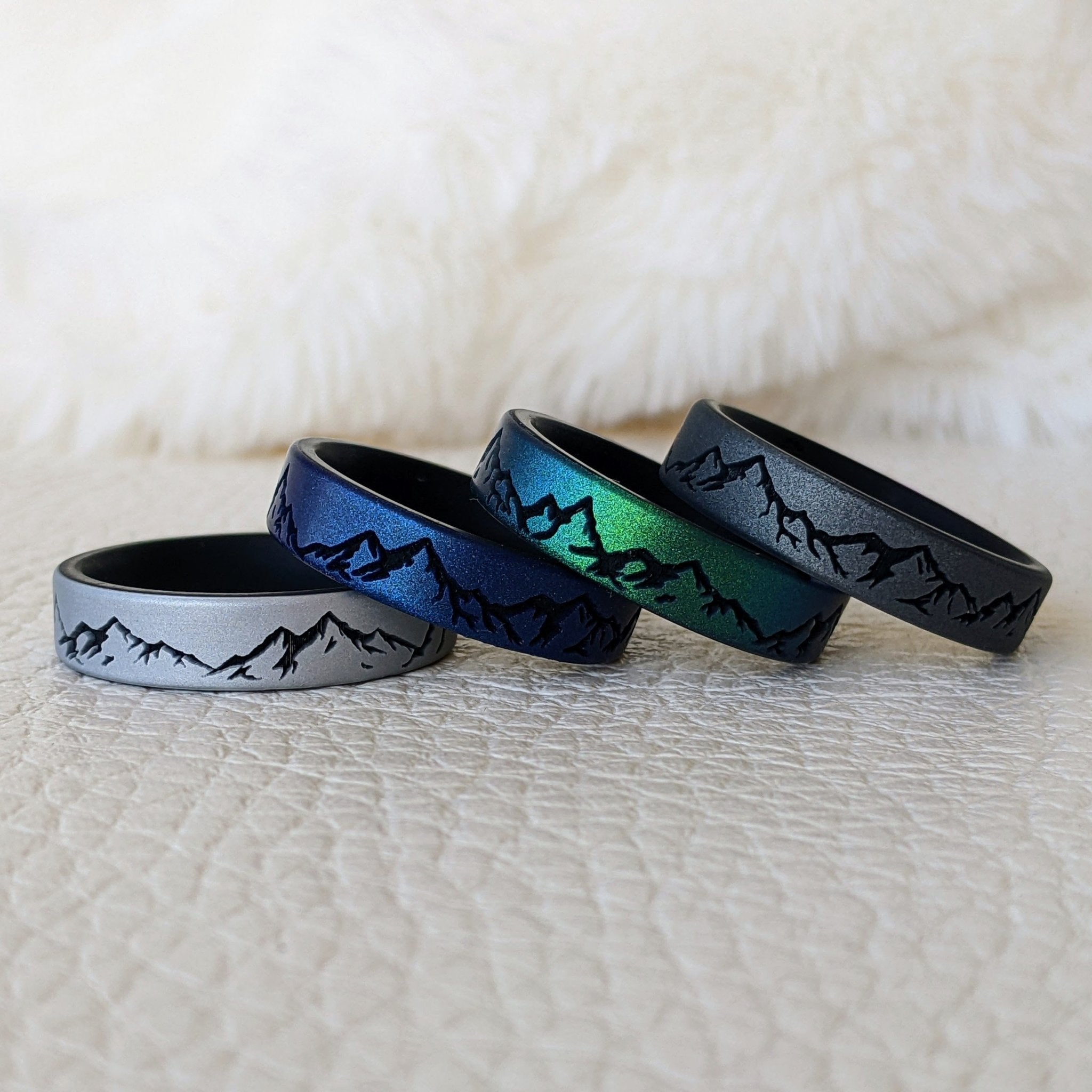 Mountain Silicone Ring - Engraved Dual Layer