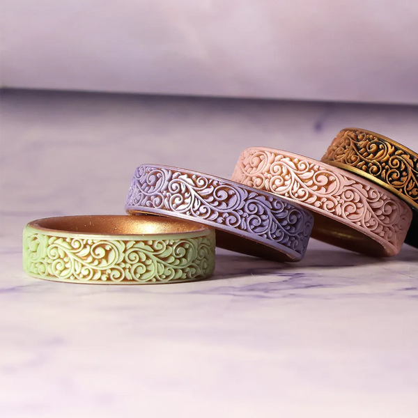 Queen of Lace Silicone Ring on Gold Dual Layer 6mm