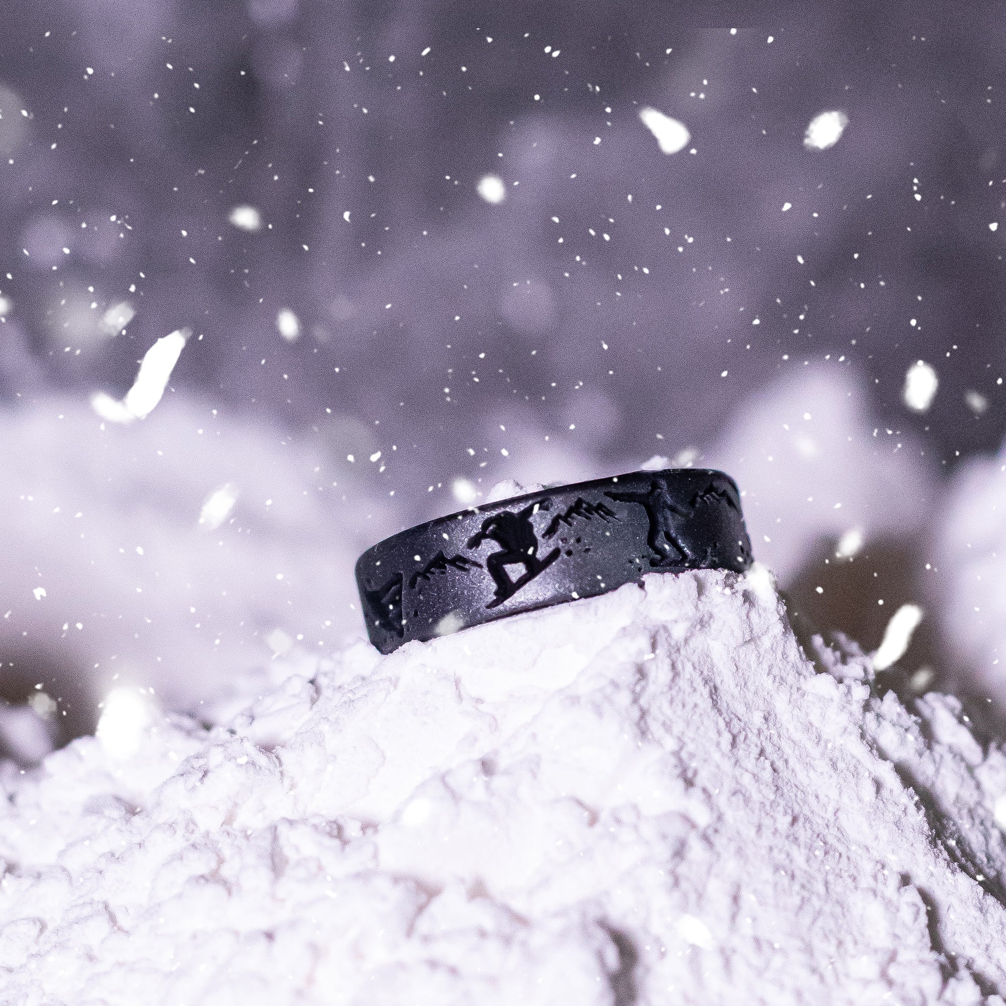Snowboarders -  Arctic Rush Silicone Ring - Engraved Dual Layer