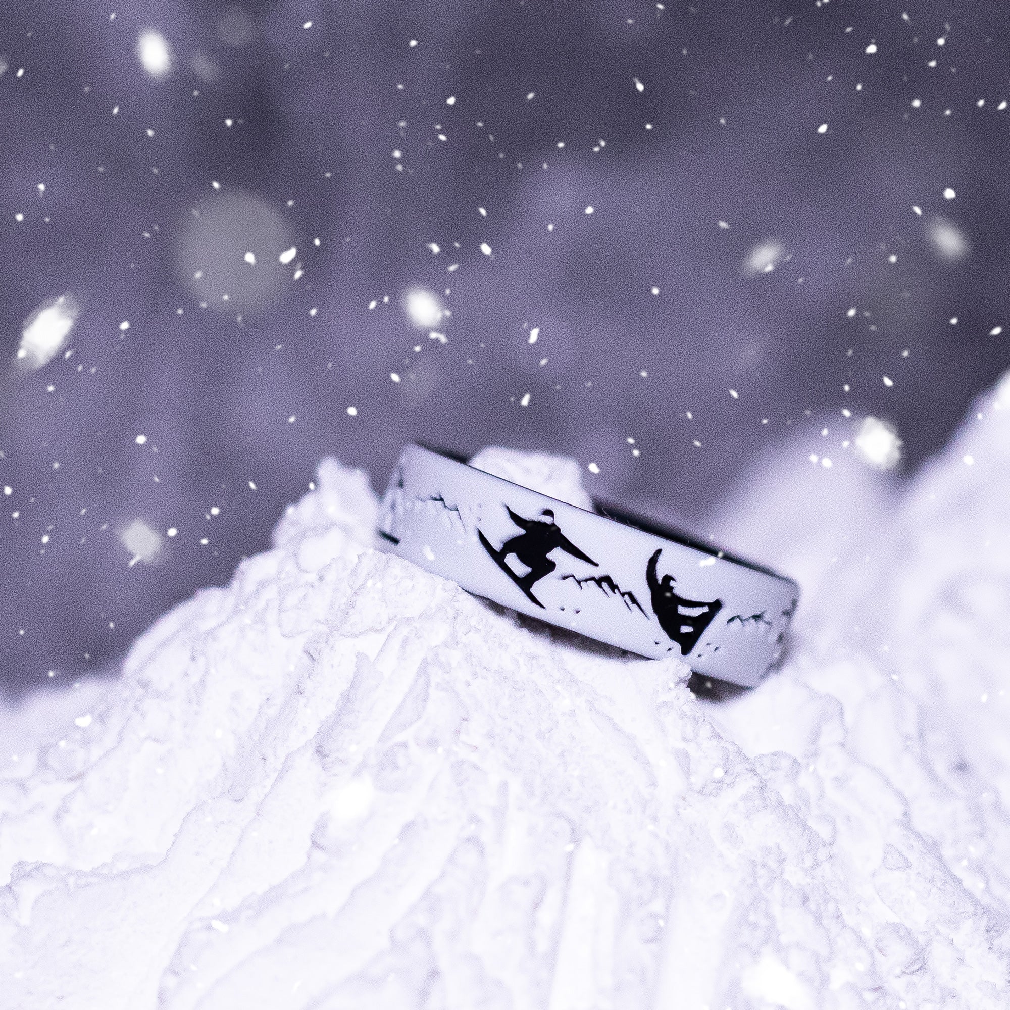 Snowboarders -  Arctic Rush Silicone Ring - Engraved Dual Layer