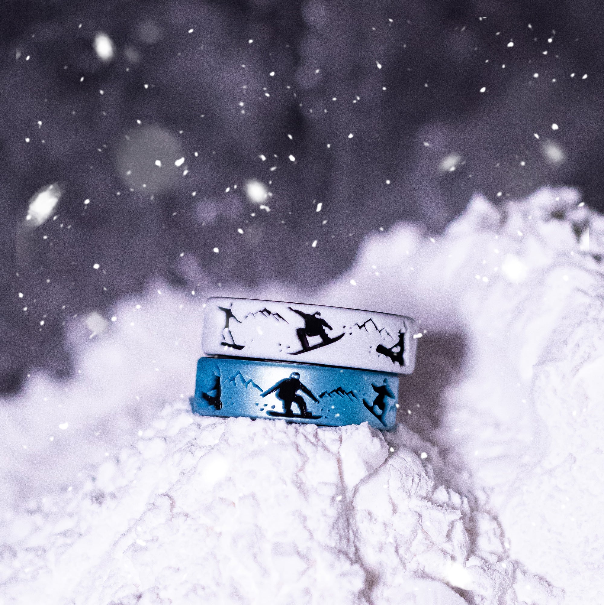 Snowboarders -  Arctic Rush Silicone Ring - Engraved Dual Layer