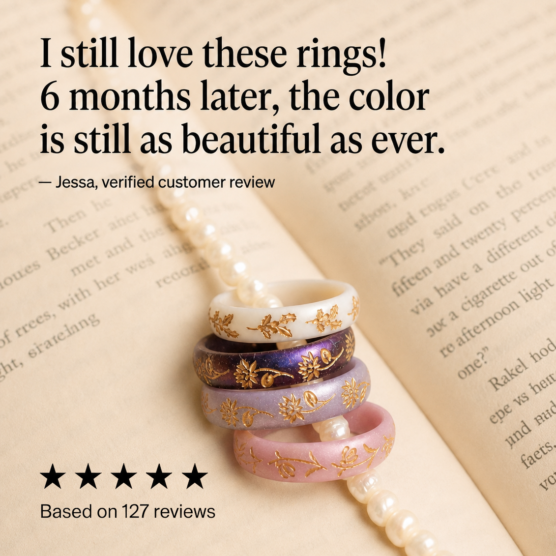 Gold Water Lily Silicone Ring, July Birth Flower on Arc 4mm