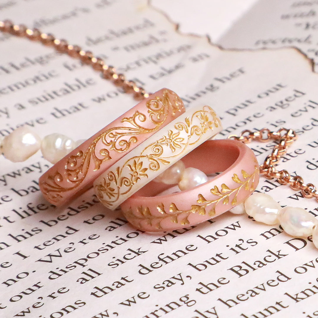 Gold Filigree Silicone Wedding Ring on Arc 4mm
