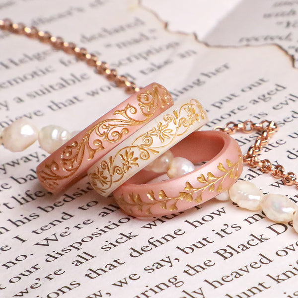 Gold Filigree Silicone Wedding Ring on Arc 4mm