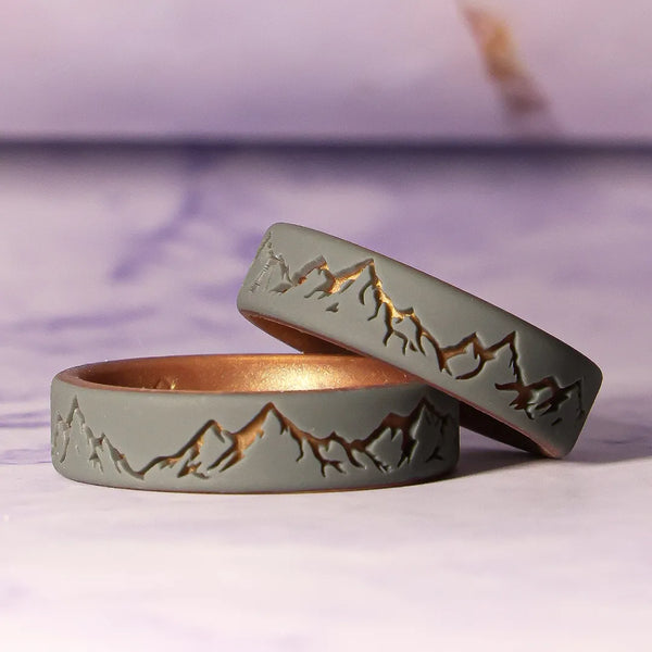 Mountain Silicone Ring on Gold Dual Layer 6mm