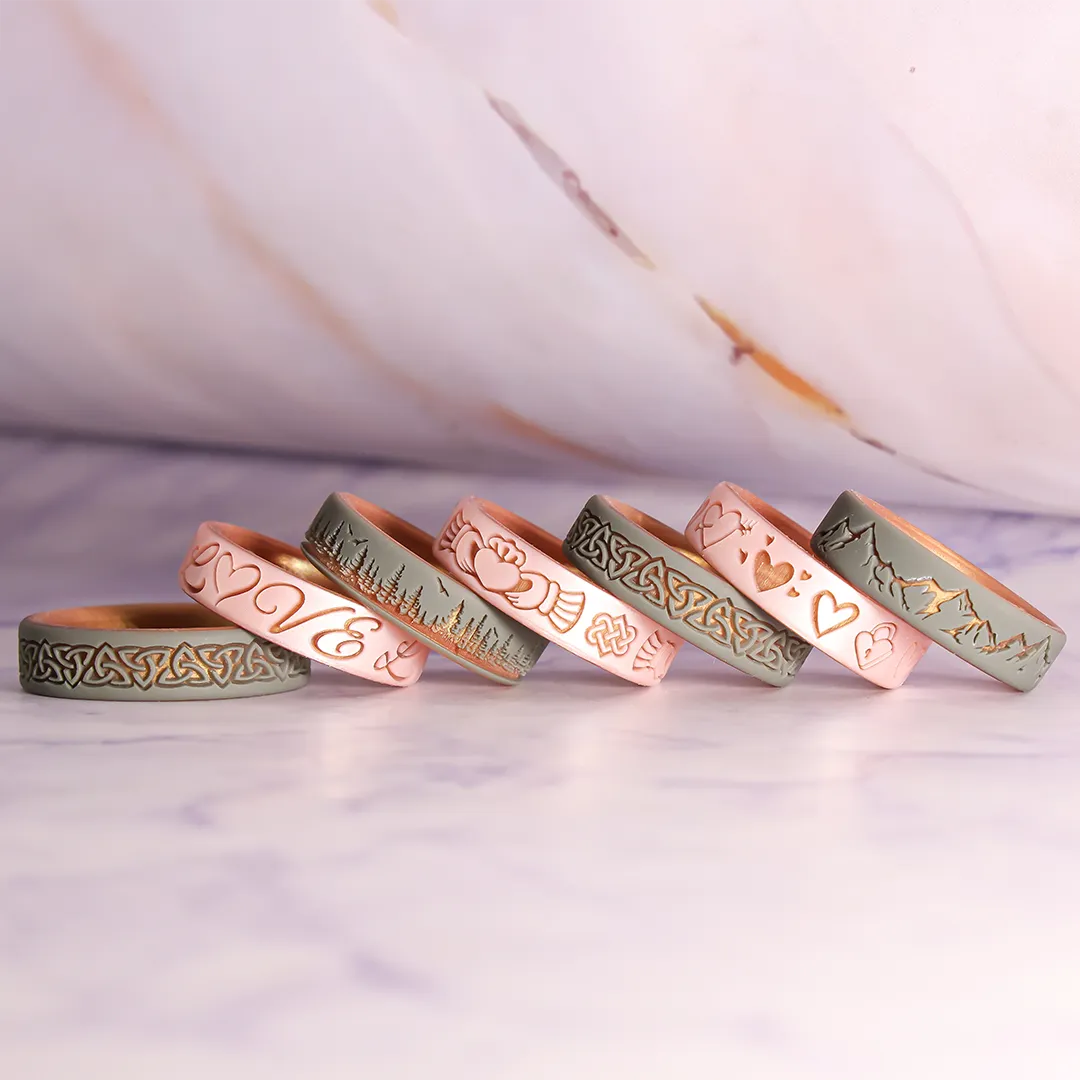 Trinity Silicone Ring on Sage Gold Dual Layer 6mm