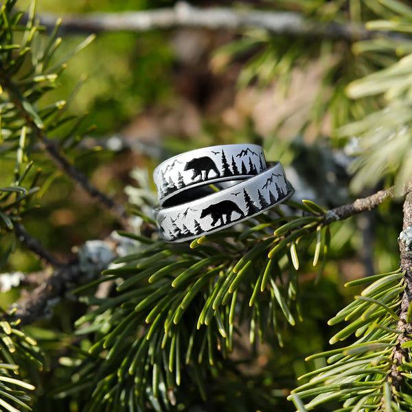 Bear Silicone Ring - Engraved Dual Layer