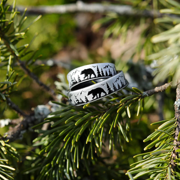 Bear Country Silicone Ring - Engraved Dual Layer