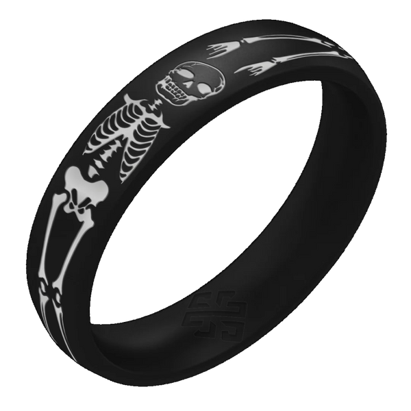 Silver Skeleton Silicone Ring on Arc 4mm