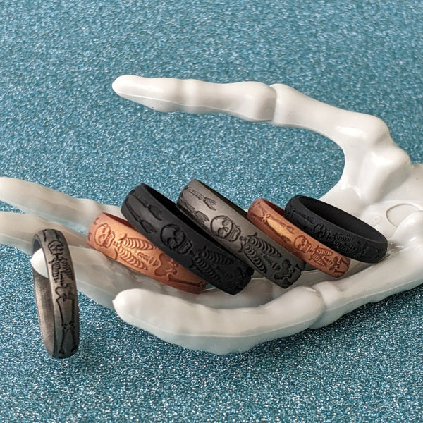 Skeleton Silicone Ring - Custom Engraved Arc 4mm or 6mm Band
