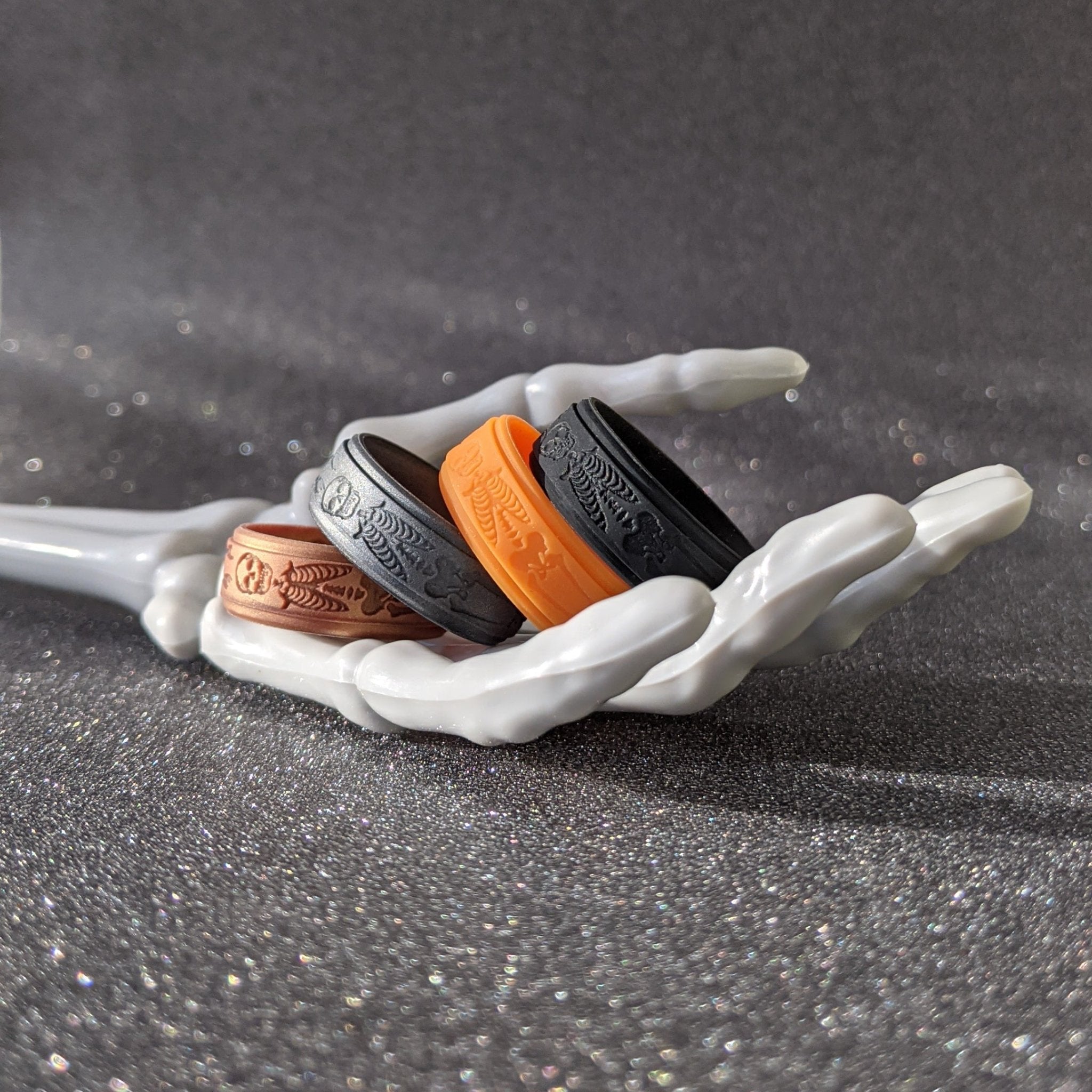 Skeleton Silicone Ring for Men - Custom Engraved Rise 8mm Band