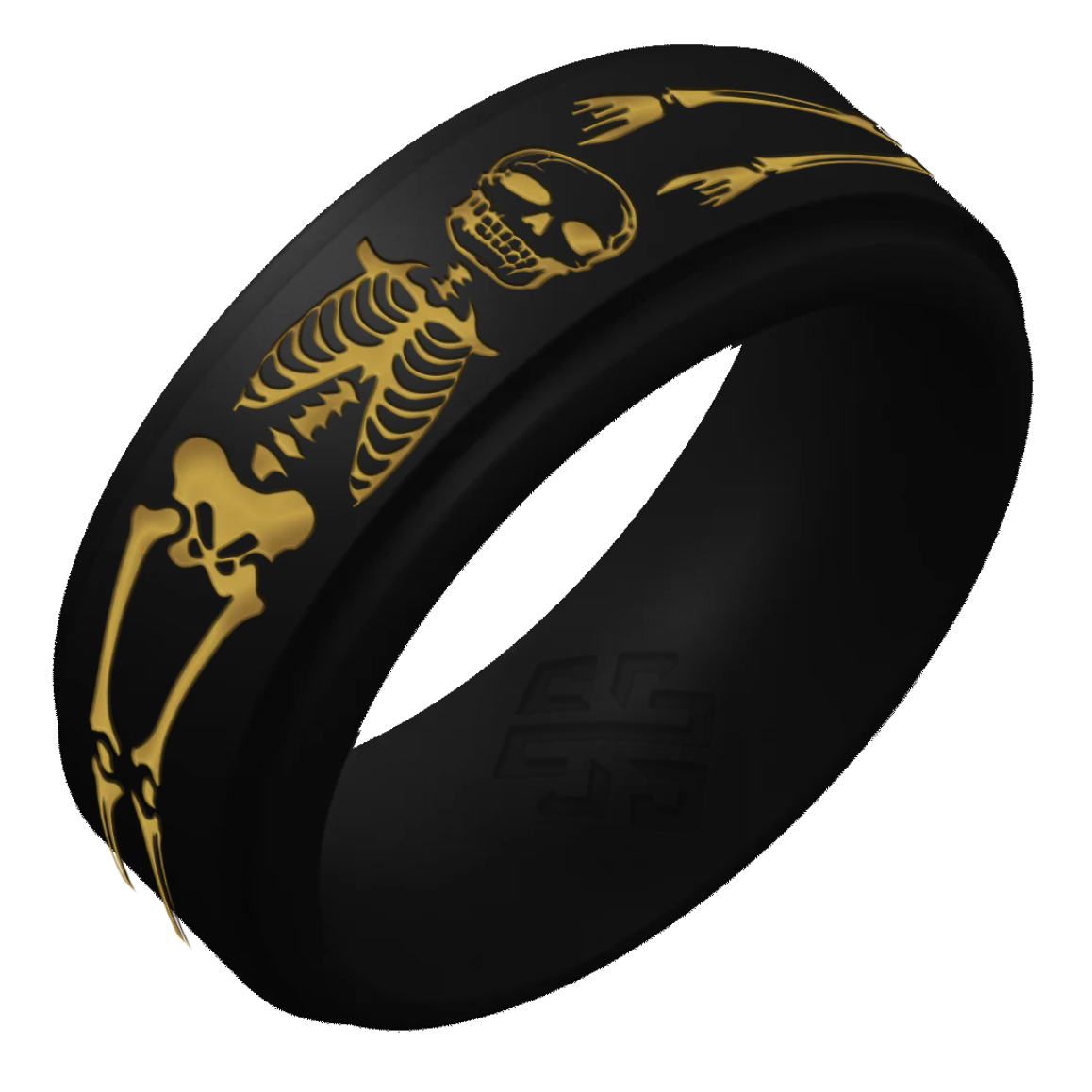 Gold Skeleton Silicone Ring on Rise 8mm Band