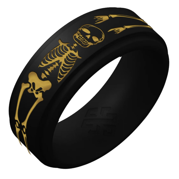 Gold Skeleton Silicone Ring on Rise 8mm Band