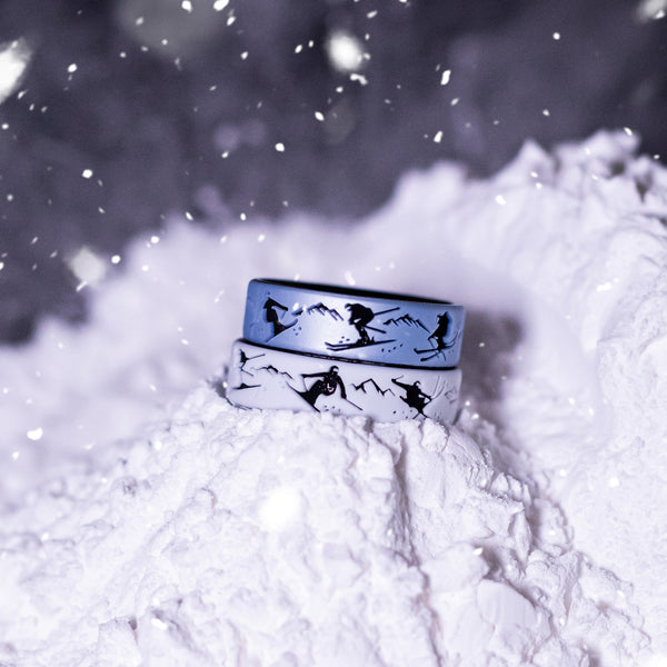 Skiers -  Arctic Rush Silicone Ring - Engraved Dual Layer