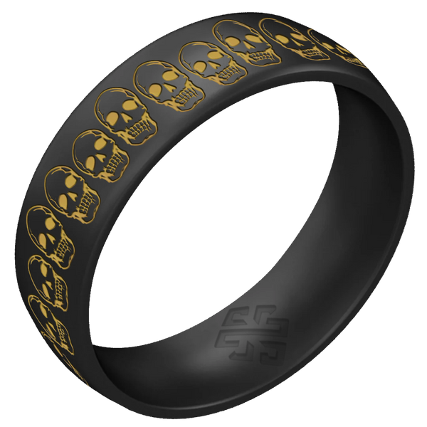 Gold Skulls Silicone Ring on Arc 6mm