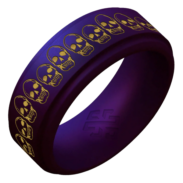 Gold Skulls Silicone Ring on Rise 8mm