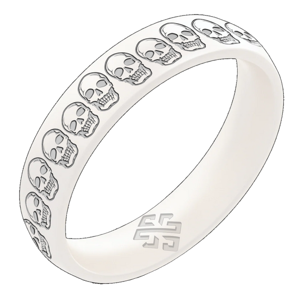 Silver Skulls Silicone Ring on Arc 4mm