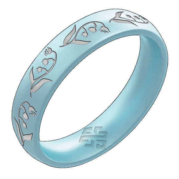Silver Lily of the Valley Silicone Ring, May Birth Flower on Arc 4mm