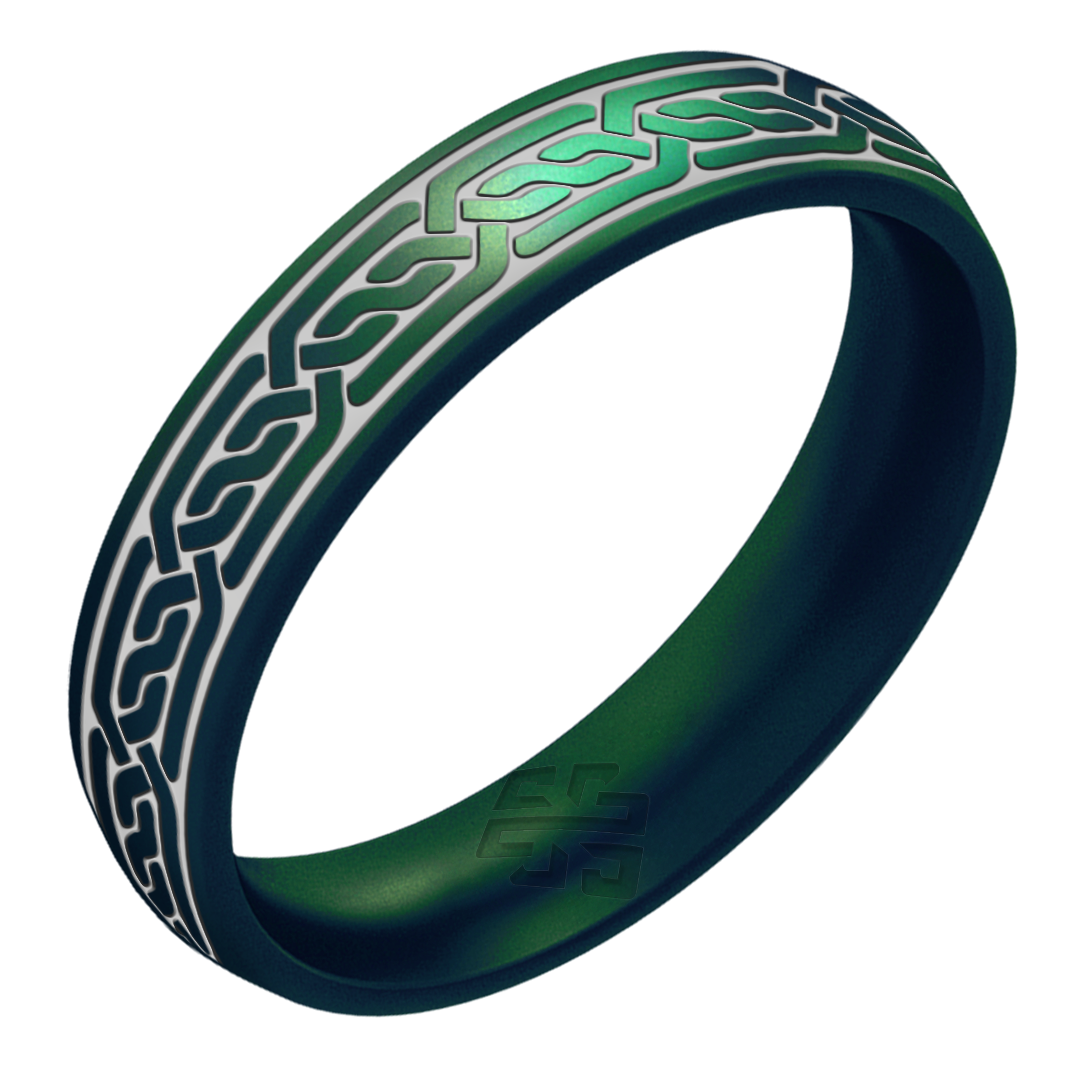 Silver Celtic Silicone Ring on Arc 4mm