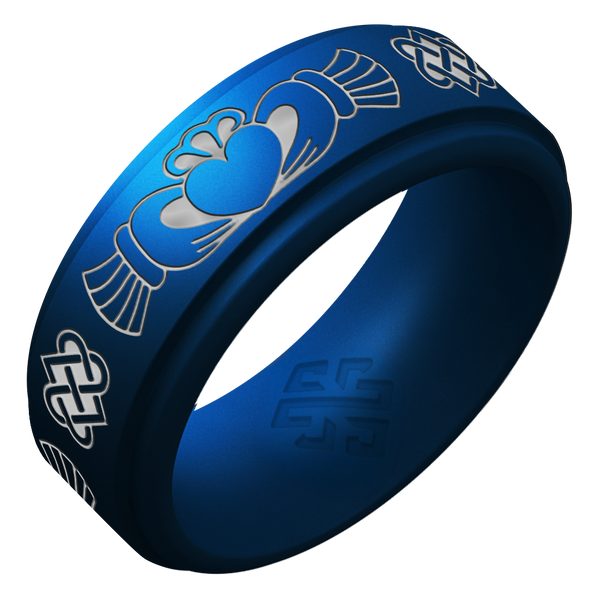 Silver Claddagh Silicone Ring on Rise 8mm