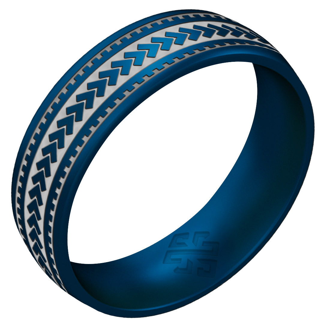 Silver Warrior of Courage Spearheads Silicone Ring on Arc 6mm