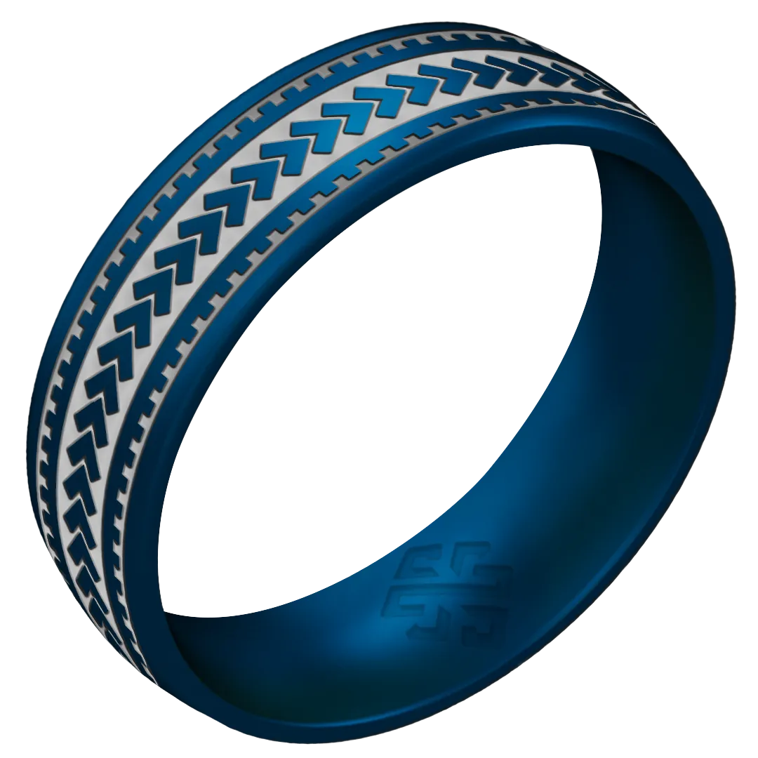 Silver Warrior of Courage Spearheads Silicone Ring on Arc 6mm