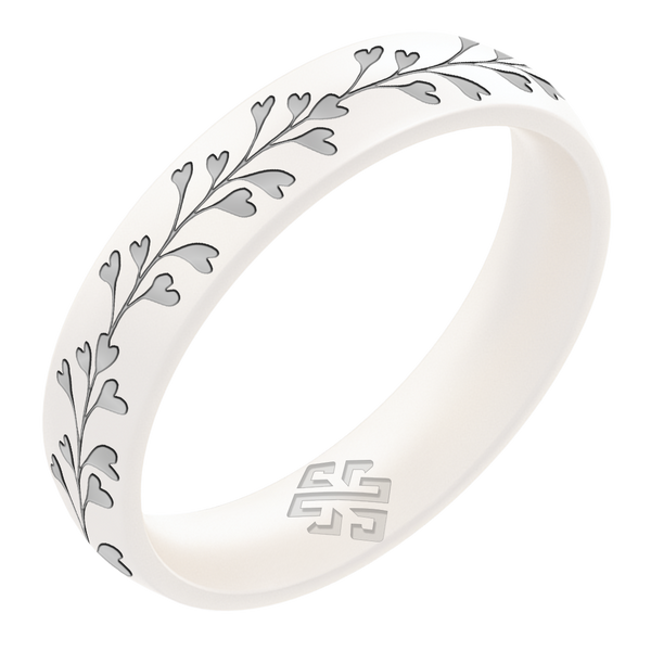 Heart Vine Silicone Ring, Engraved with Silver Inlay - Arc 4mm