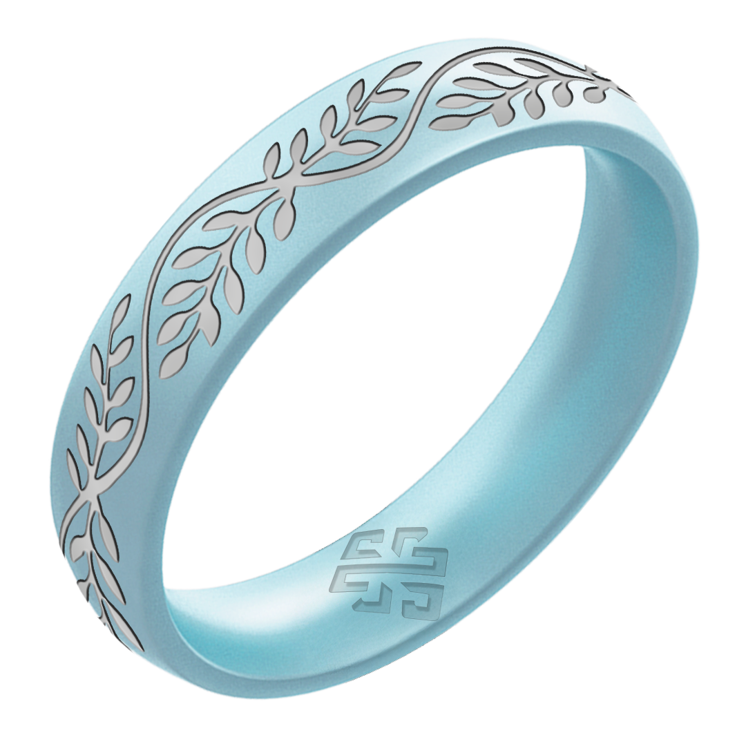 Laurel Silicone Ring, Engraved with Silver Inlay - Arc 4mm