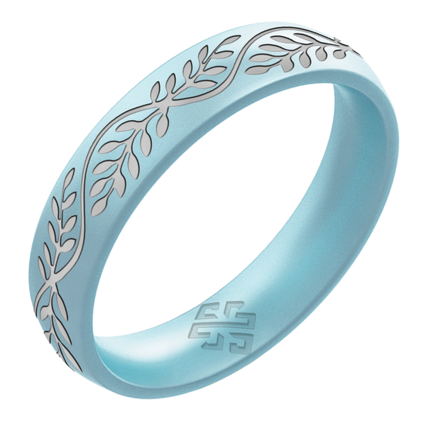 Laurel Silicone Ring, Engraved with Silver Inlay - Arc 4mm