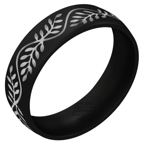 Laurel Silicone Ring, Engraved with Silver Inlay - Arc 6mm