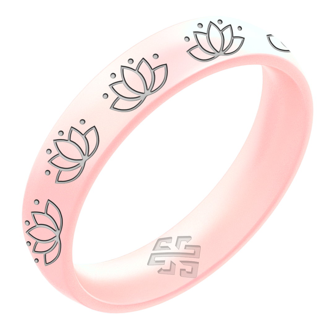 Silver Lotus Silicone Ring on Arc 4mm
