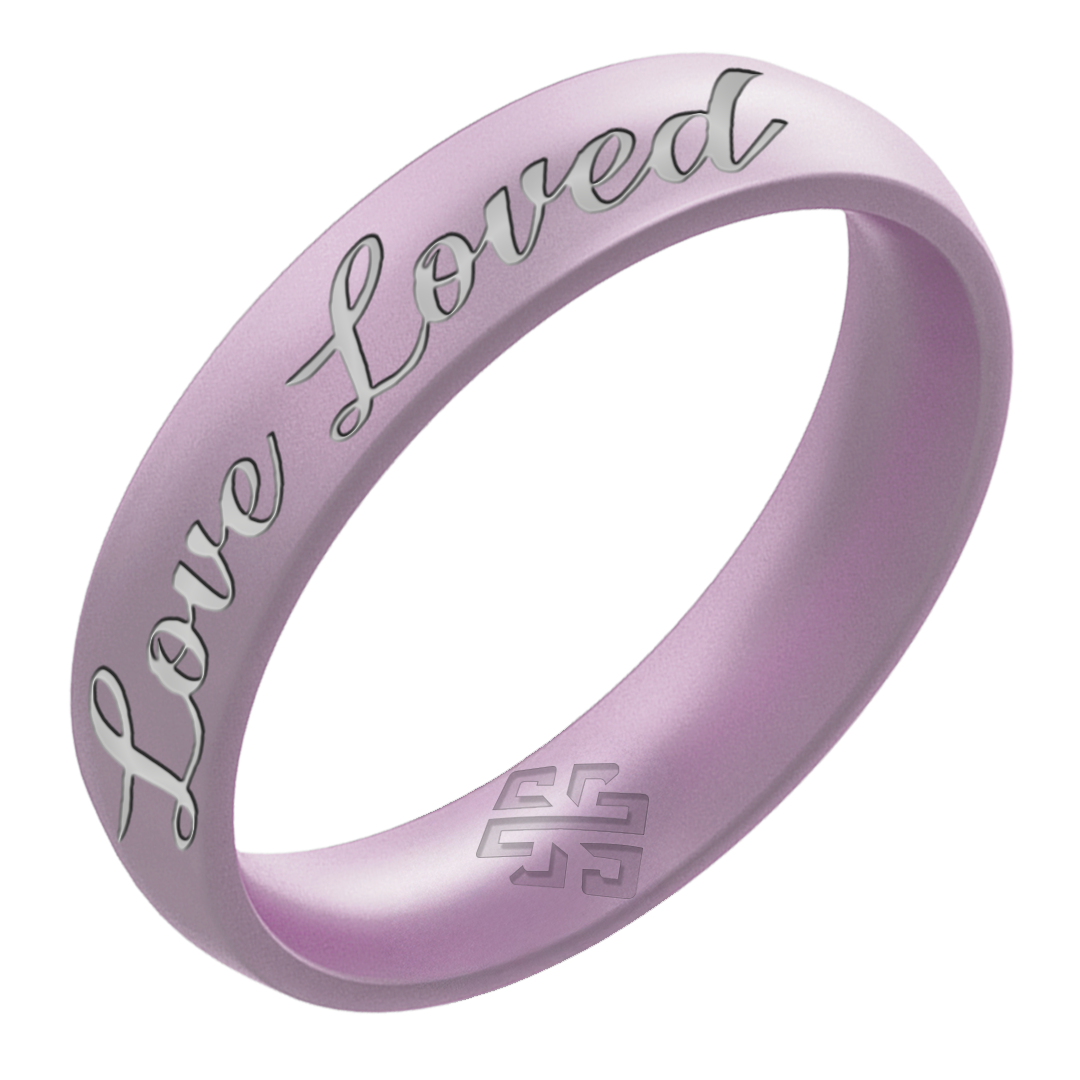 You're Loved Silicone Ring, Engraved with Silver Inlay - Arc 4mm