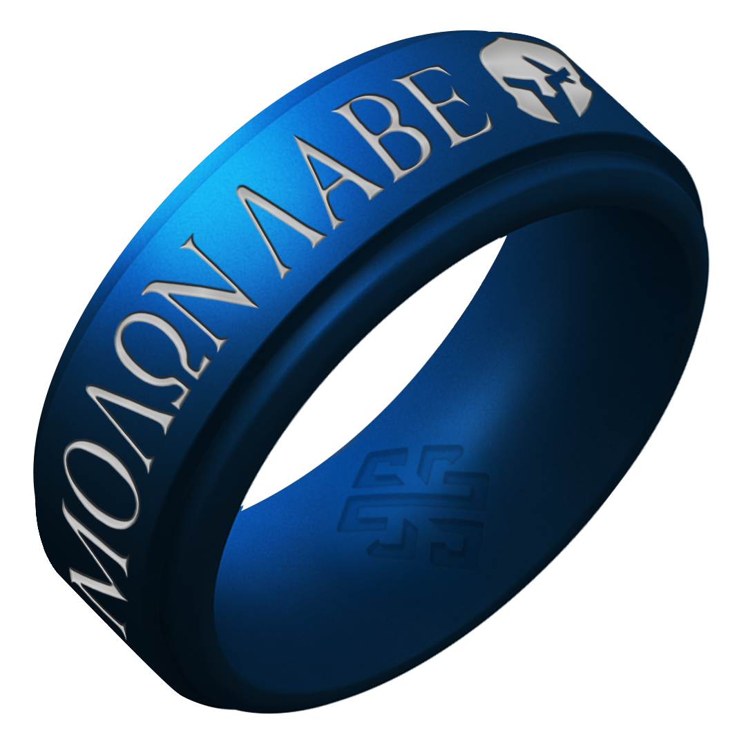 Silver Molon Labe Silicone Ring on Rise 8mm