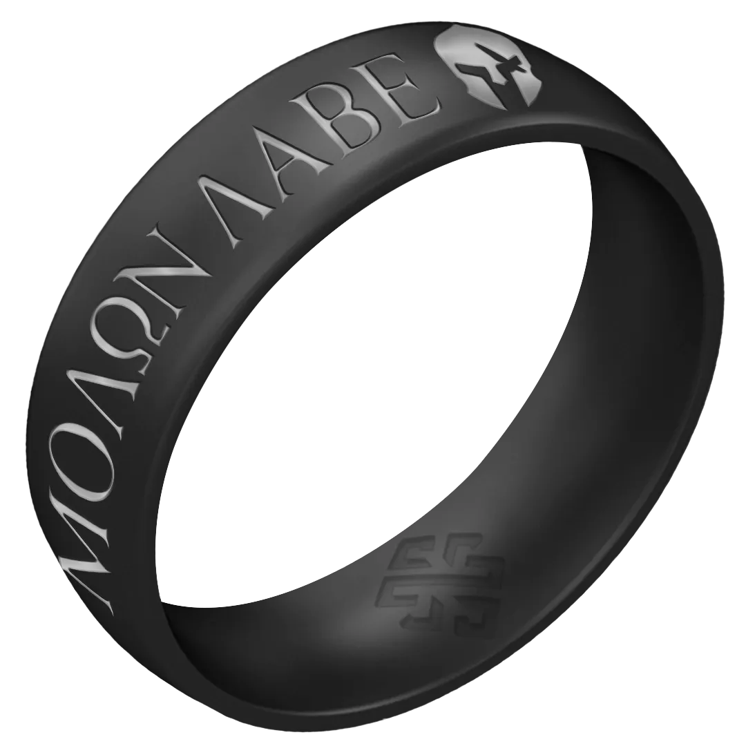 Silver Molon Labe Warrior Silicone Ring on Arc 6mm