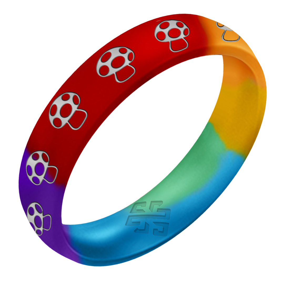 Silver Mushroom Silicone Ring on Arc 4mm